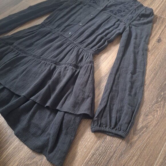 NWT Zara Black Tiered Embroidered Mini Dress Lined 100% Cotton - Picture 4 of 9